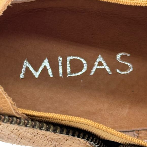 Midas Metan Boots Fringe 3D NEW 6.5 Women's Tan Textured Boho Comfort Block Heel - Picture 13 of 14